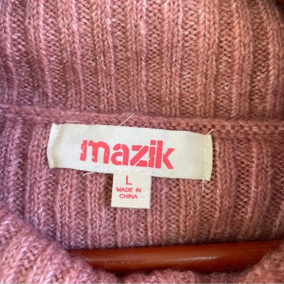 MAZIK Women’s Pink Cable Knit Turtle Neck Sweater Shawl Shrug Size Large - Picture 11 of 11